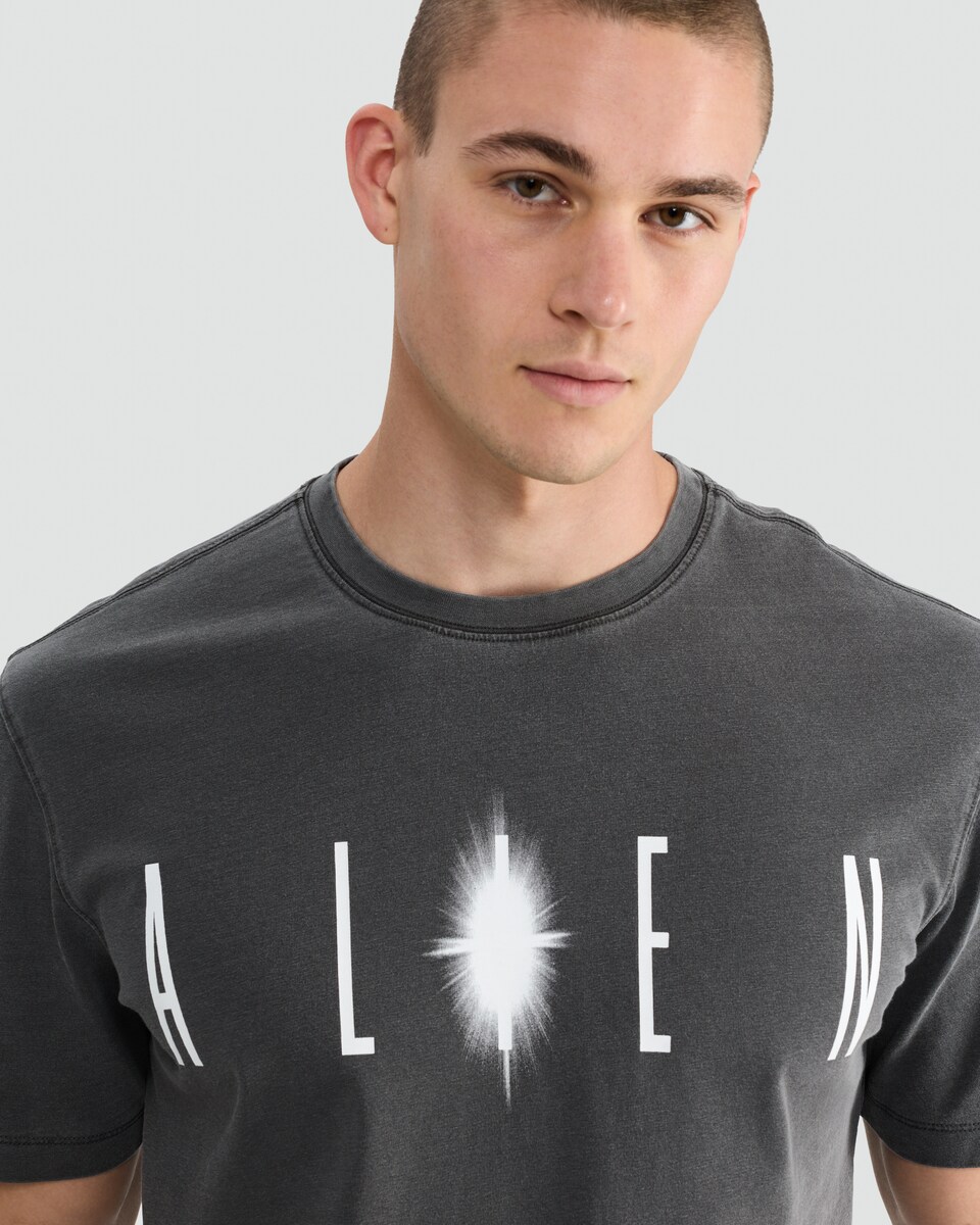 image 1 of F&F Pure Cotton Relaxed Fit Alien Slogan T-Shirt in Grey
