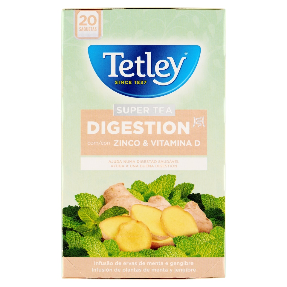 Tetley Digestion Super Tea cinkkel és D vitaminnal, ízesített gyógynövénytea 20 filter 40 g