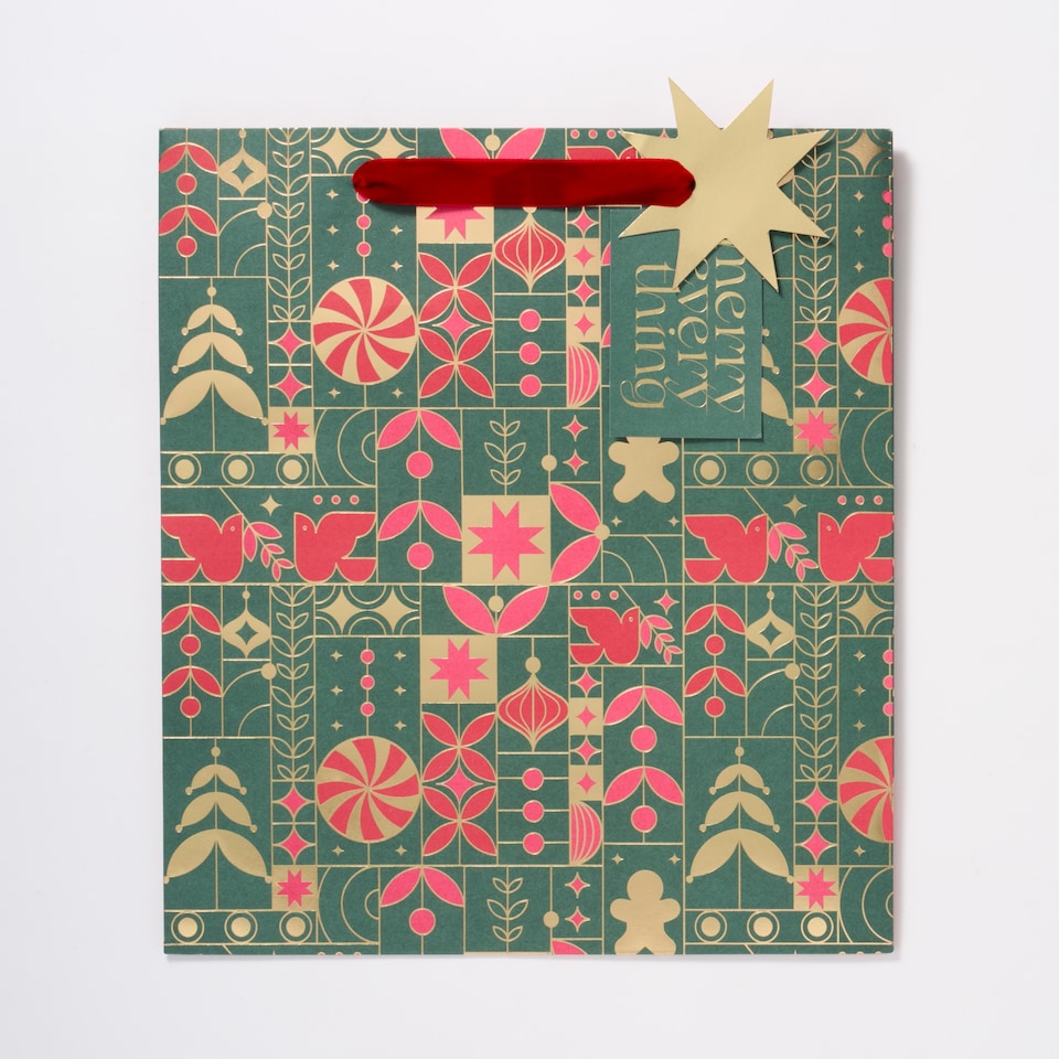 image 1 of Paperchase Christmas Embers Edge Large Gift Bag 