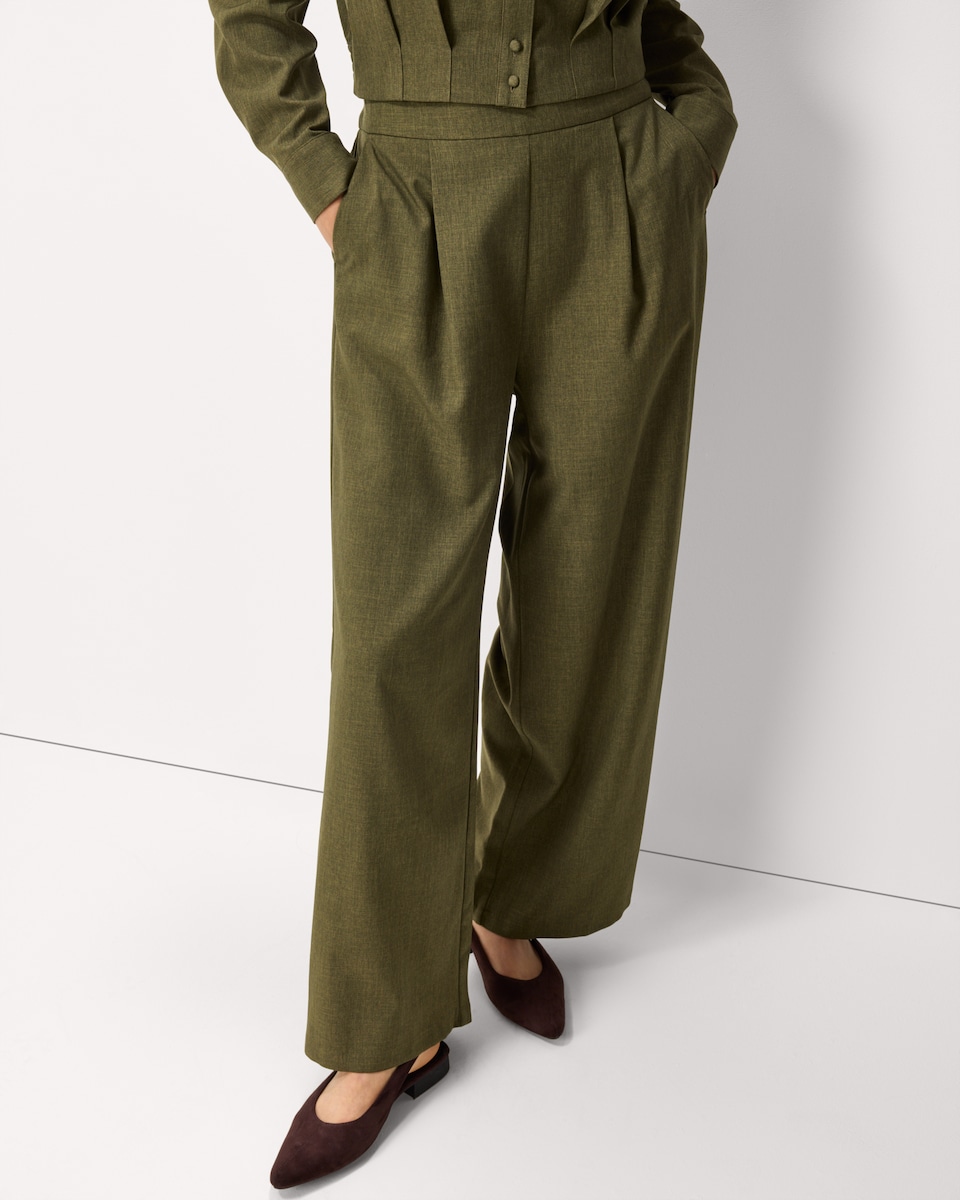 image 1 of F&F Pleated Wide Leg Co-ord Trousers  in Olive