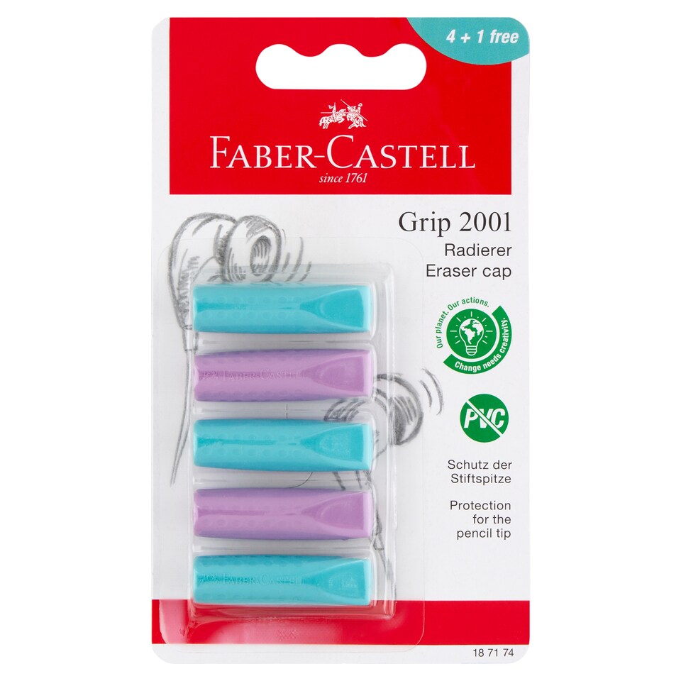 Faber-Castell Grip 2001 vegyes színű kupakradír 4 + 1 db