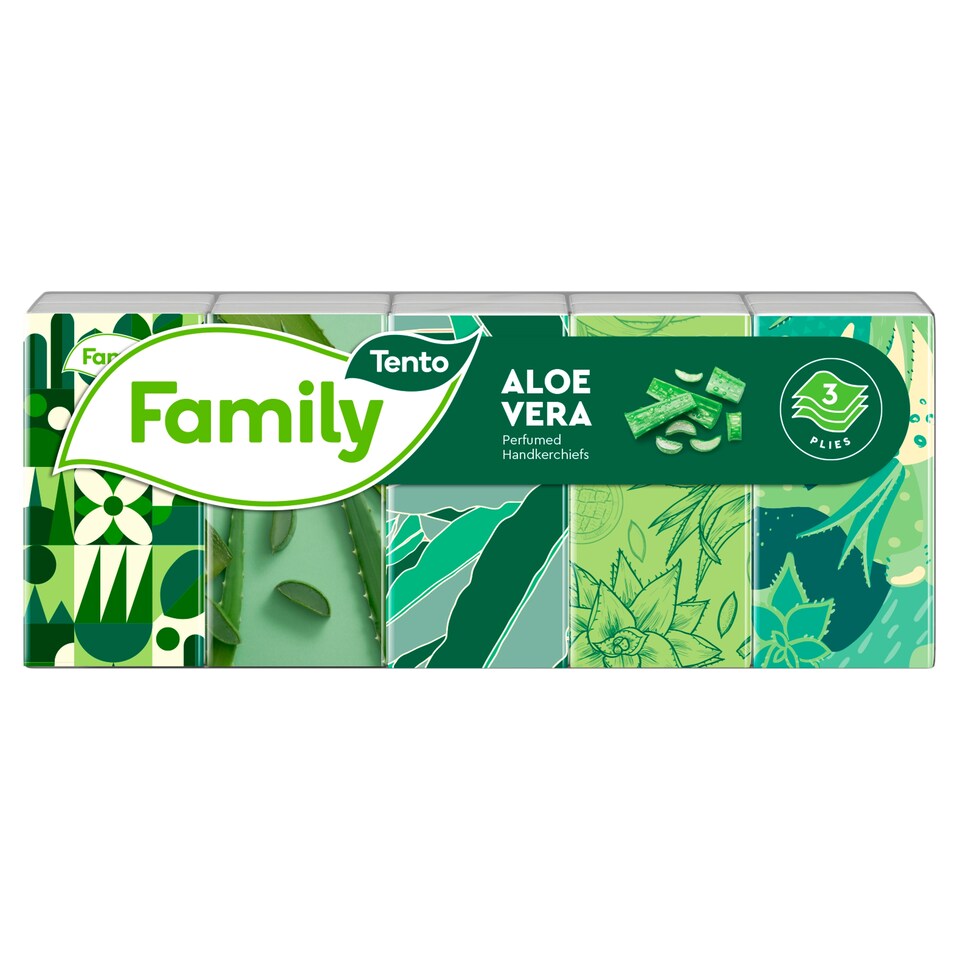 Tento Family Aloe Vera Papierové vreckovky 3-vrstvový 10 x 10 ks