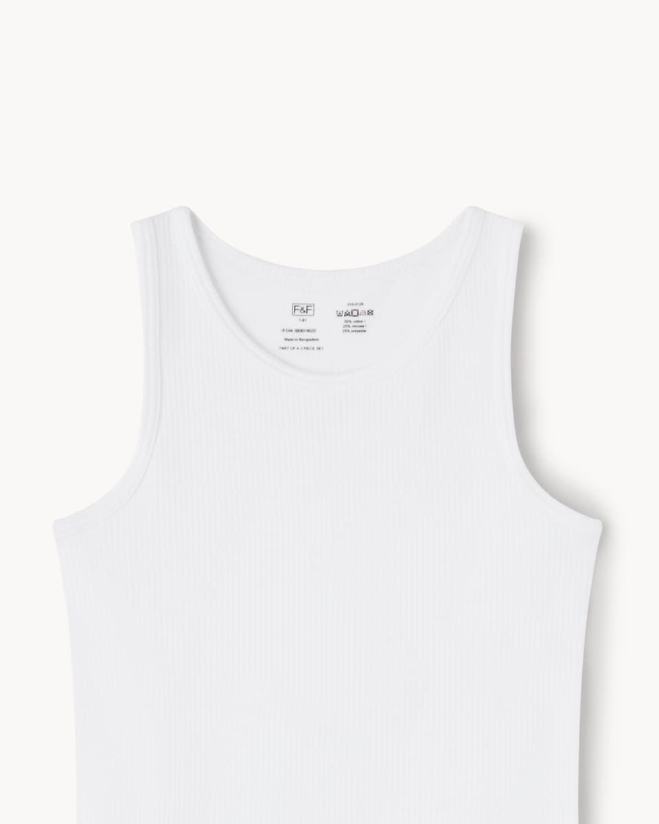 image 1 of F&F 2-Pack WARMPLUS™ Medium Warmth Ribbed Thermal Vests in White
