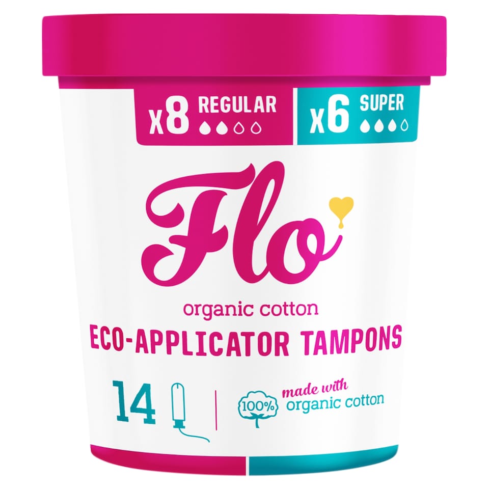 image 1 of Flo Organic Tampons 8 Regular & 6 Super Size