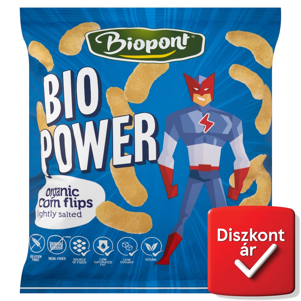 Biopont Bio Power Bio gluténmentes kukorica snack enyhén sós 55 g  1. kép