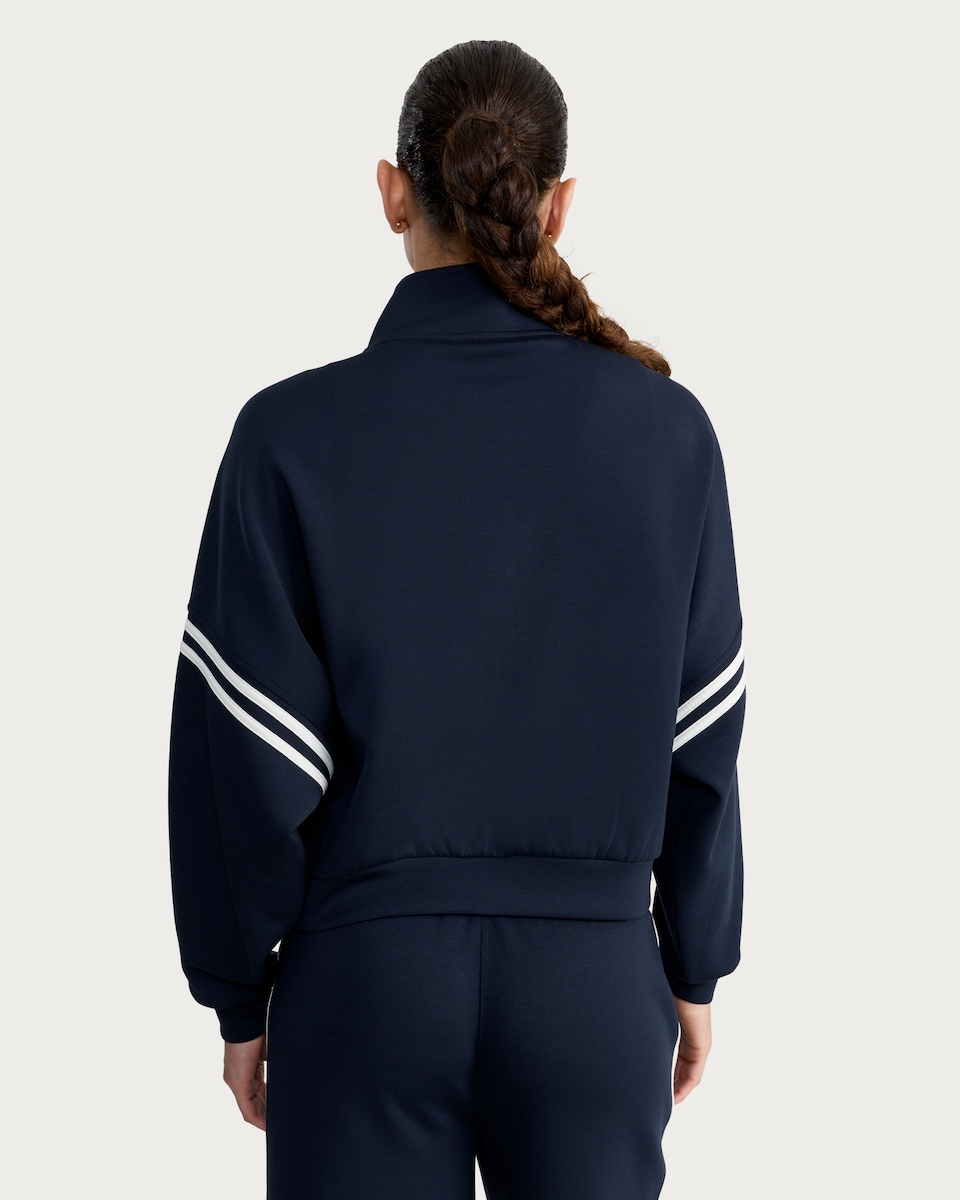 image 1 of F&F Active AFTERCLASS Side Stripe Zip Through Sweatshirt in Navy
