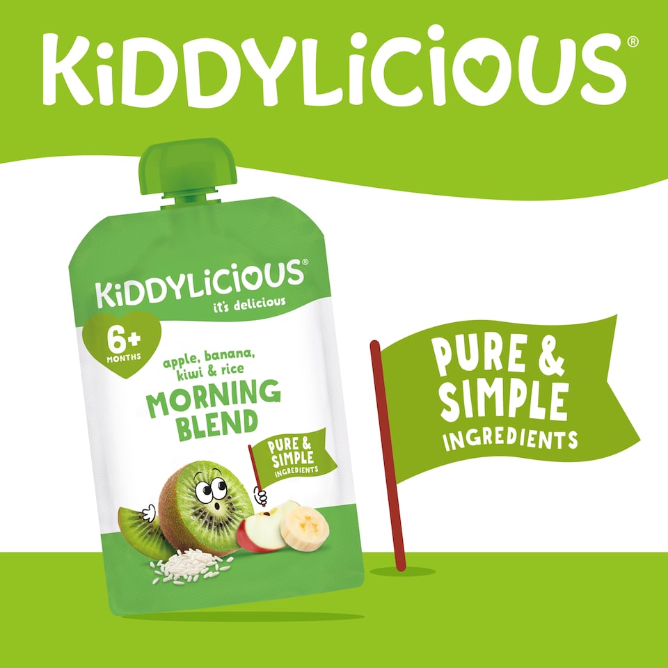 image 1 of Kiddylicious Morning Blend Apple, Banana, Kiwi and Rice 100g