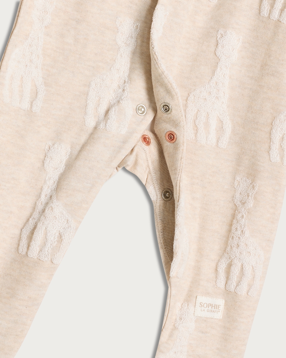 image 1 of Sophie La Girafe Pure Cotton Textured Sleepsuit in Multi White