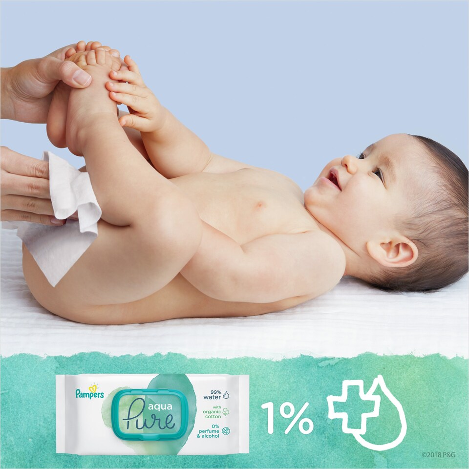 image 1 of Pampers Aqua Pure Protection Wipes 70 Pack