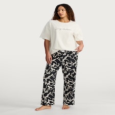 F&F Pure Cotton Bow Print Pyjama Bottoms in Black