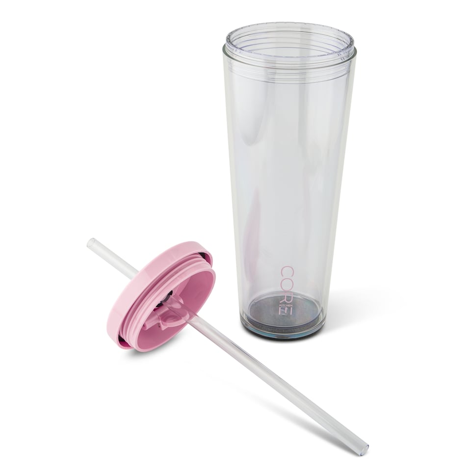 image 1 of Core Kitchen Blue Axel Plastic Straw Tumbler Water Bottle 710ml