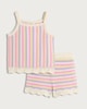 image 4 of F&F 2-Piece Girls Pure Cotton Knitted Rainbow Striped Vest and Shorts Set in Multi