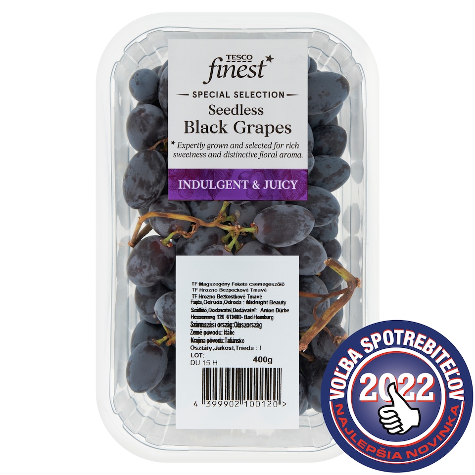 Tesco Finest Seedless Black Grapes 400 g