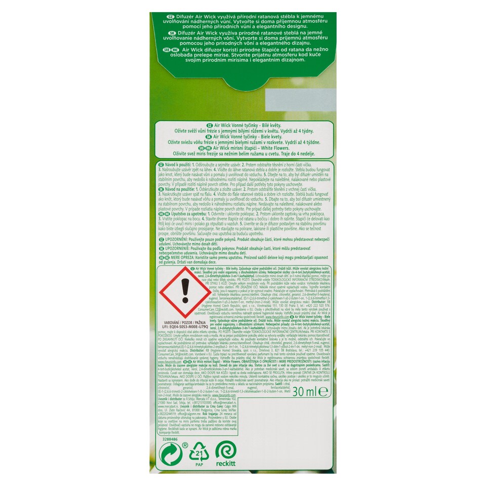 obrázok 1 z Air Wick Essential Oils Vonné tyčinky biele kvety 30 ml