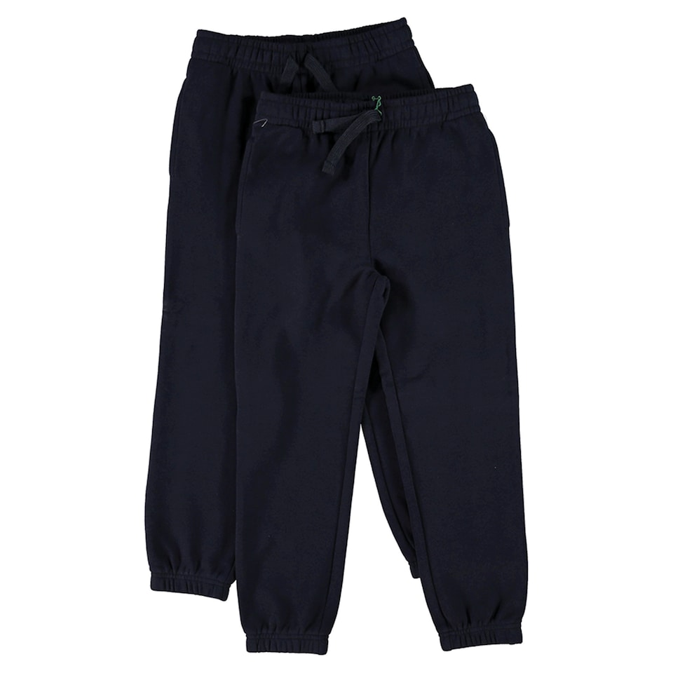 F&F School Unisex 2-Pack Cotton Rich Cuffed Joggers in Navy