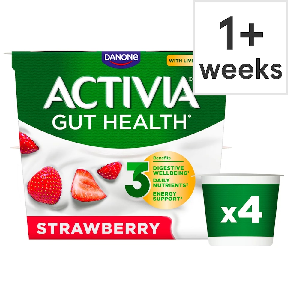 image 1 of Activia Strawberry Gut Health Yoghurt Multipack 4x115g