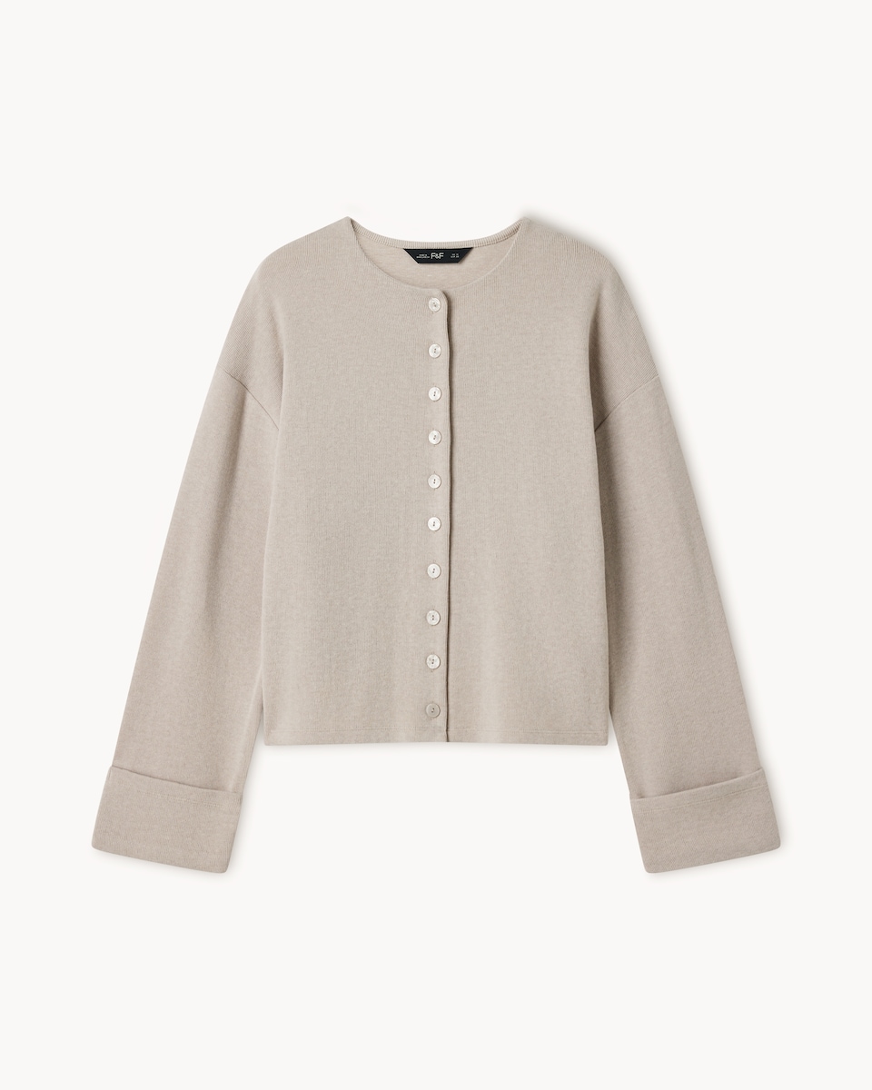 image 1 of F&F Brushed Button Up Cardigan in Cream