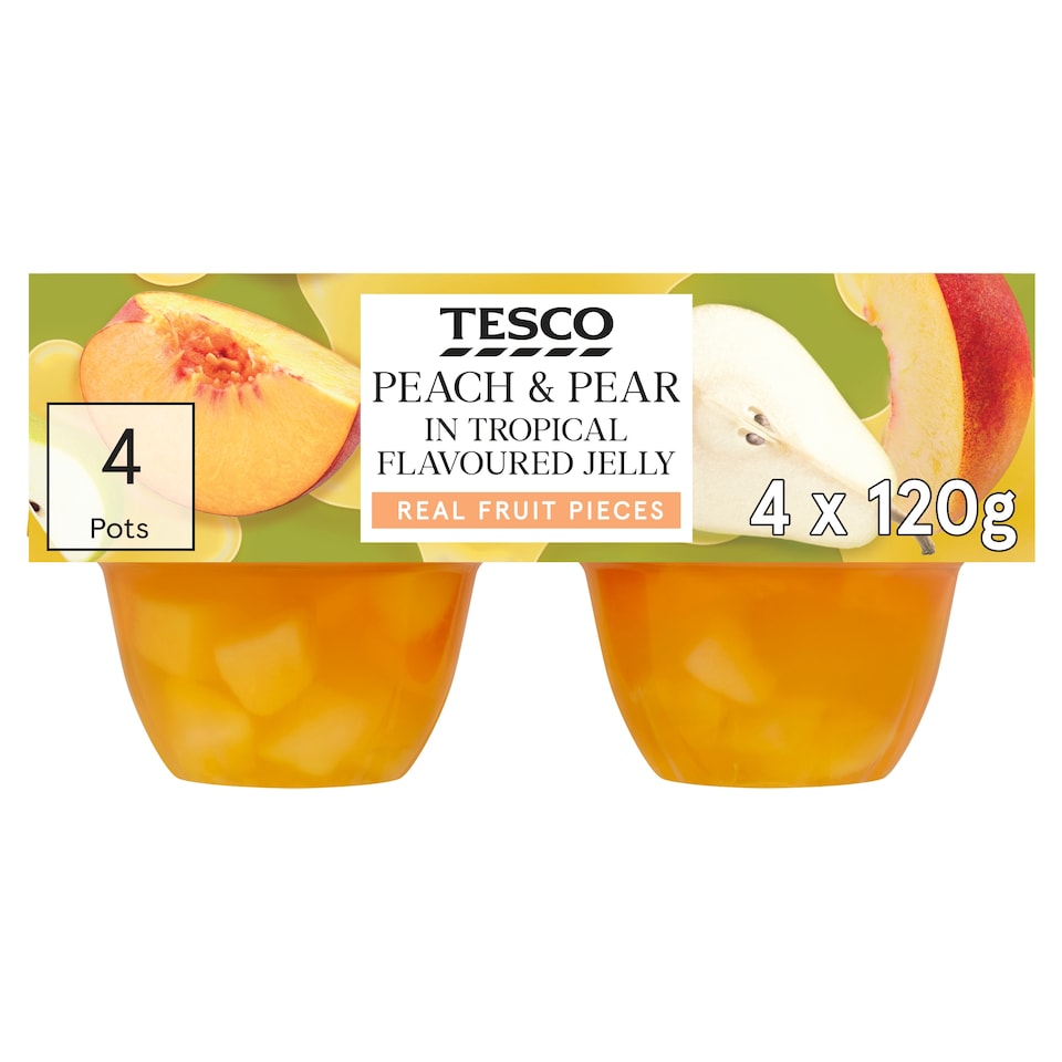 Tesco Peach & Pear in Tropical Flavour Jelly 4 x 120g