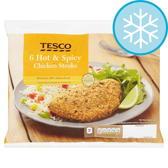 Tesco 6 Hot And Spicy Breaded Chicken Steaks 570G Tesco Groceries