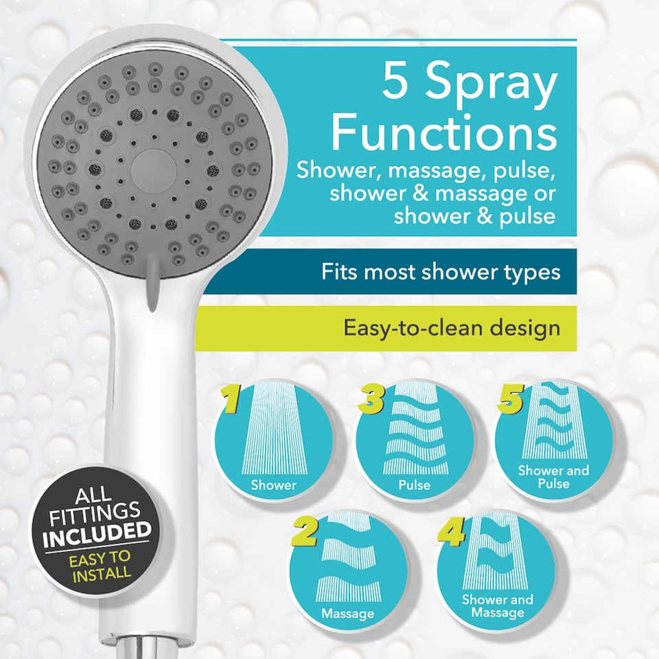 image 1 of Beldray 5 Function Shower Head Chrome