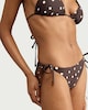 image 1 of F&F Polka Dot Tie Side Bikini Bottoms in Chocolate
