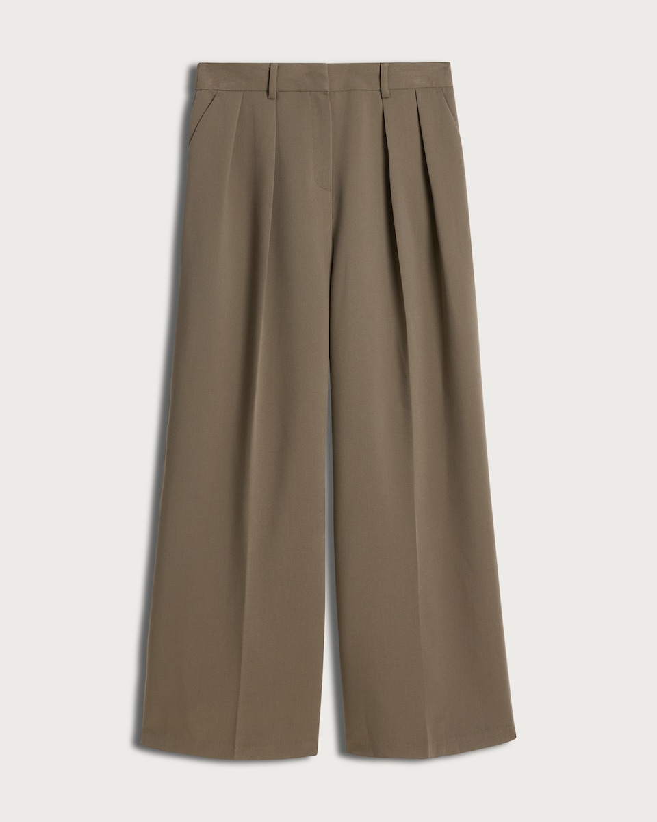 image 1 of The F&F Edit Double Pleated Super Wide Leg Co-ord Trousers in Brown