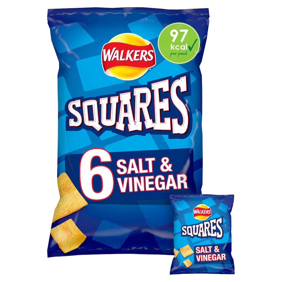image 1 of Walkers Squares Salt & Vinegar Multipack Crisps 6x22g