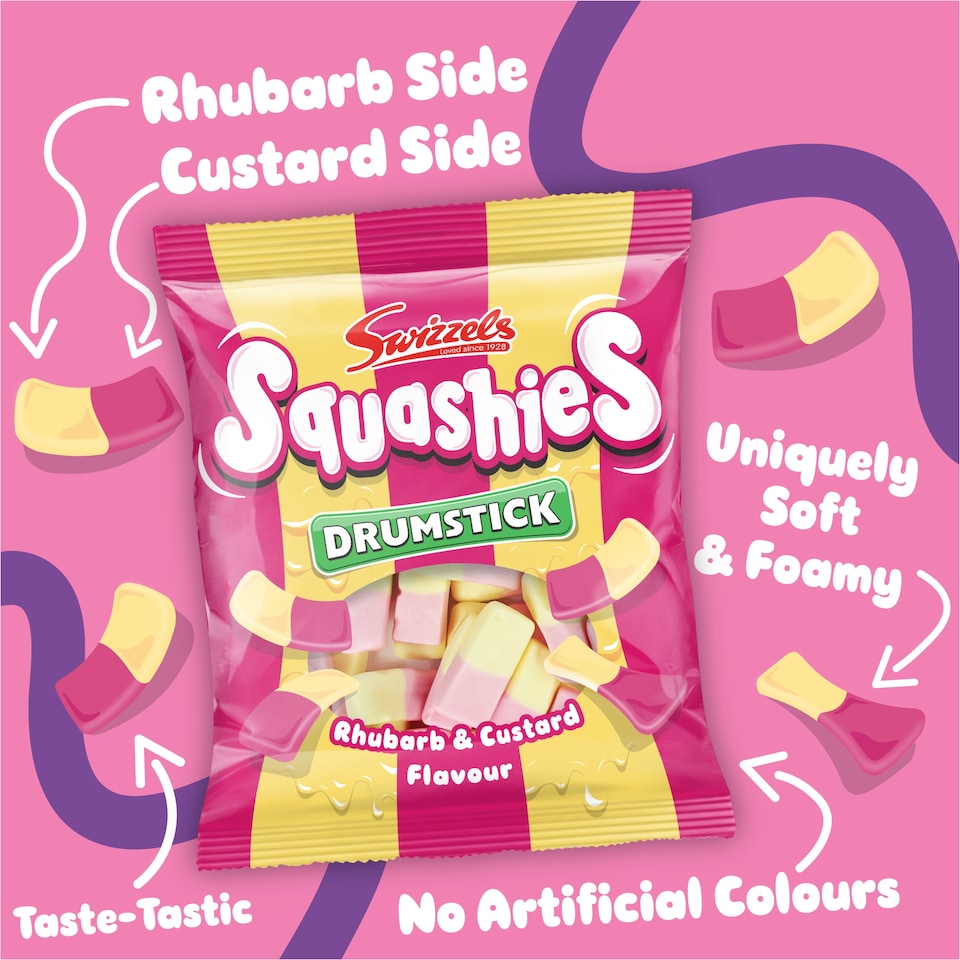 image 1 of Swizzels Drumstick Squashies Rhubarb & Custard 140G