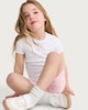 image 1 of F&F Girls 3-Pack Cotton Rich Ribbed Heart Print T-Shirts in Multi Pink