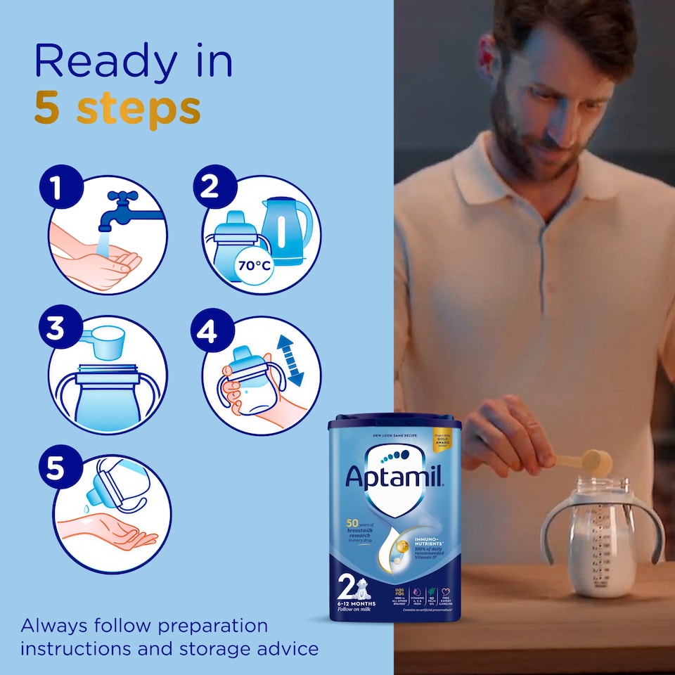 image 1 of Aptamil 2 Follow On Baby Milk Formula Powder 6-12 Months 800g