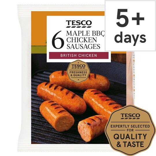 Tesco 6 Maple Bbq Chicken Sausages 400G Tesco Groceries