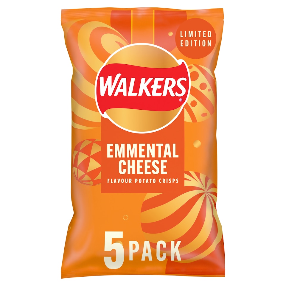 image 1 of Walkers Festive Emmental Cheese Multipack Crisps 5 x 25g