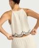 image 3 of F&F Embroidered Scallop Hem Sleeveless Co-ord Top with Linen in Cream