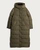 image 4 of F&F Hooded Longline Shower Resistant Puffer Coat in Khaki