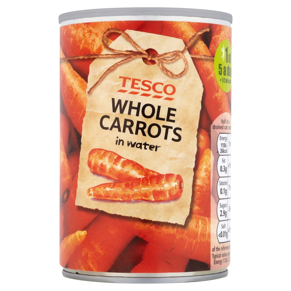 Tesco Whole Carrots In Water 300G