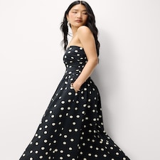 F&F Polka Dot Bandeau Midi Dress in Multi Black