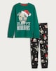 image 4 of F&F Boys Pure Cotton Happy Howlidays Top and Cuffed Joggers Pyjamas in Navy Multi