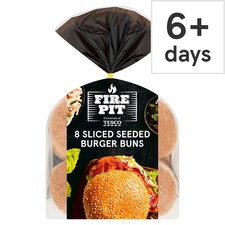 Tesco Fire Pit 8 Sliced Seeded Burger Buns