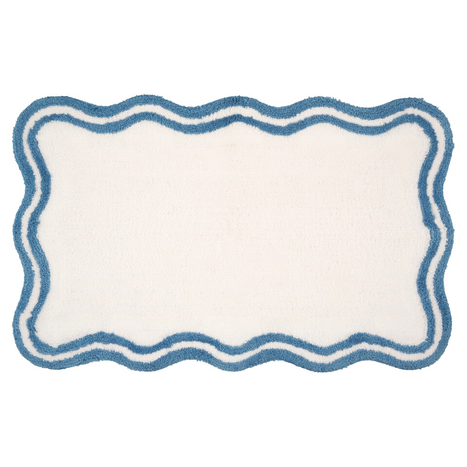 image 1 of F&F Home Blue Scalloped Design Bath Mat