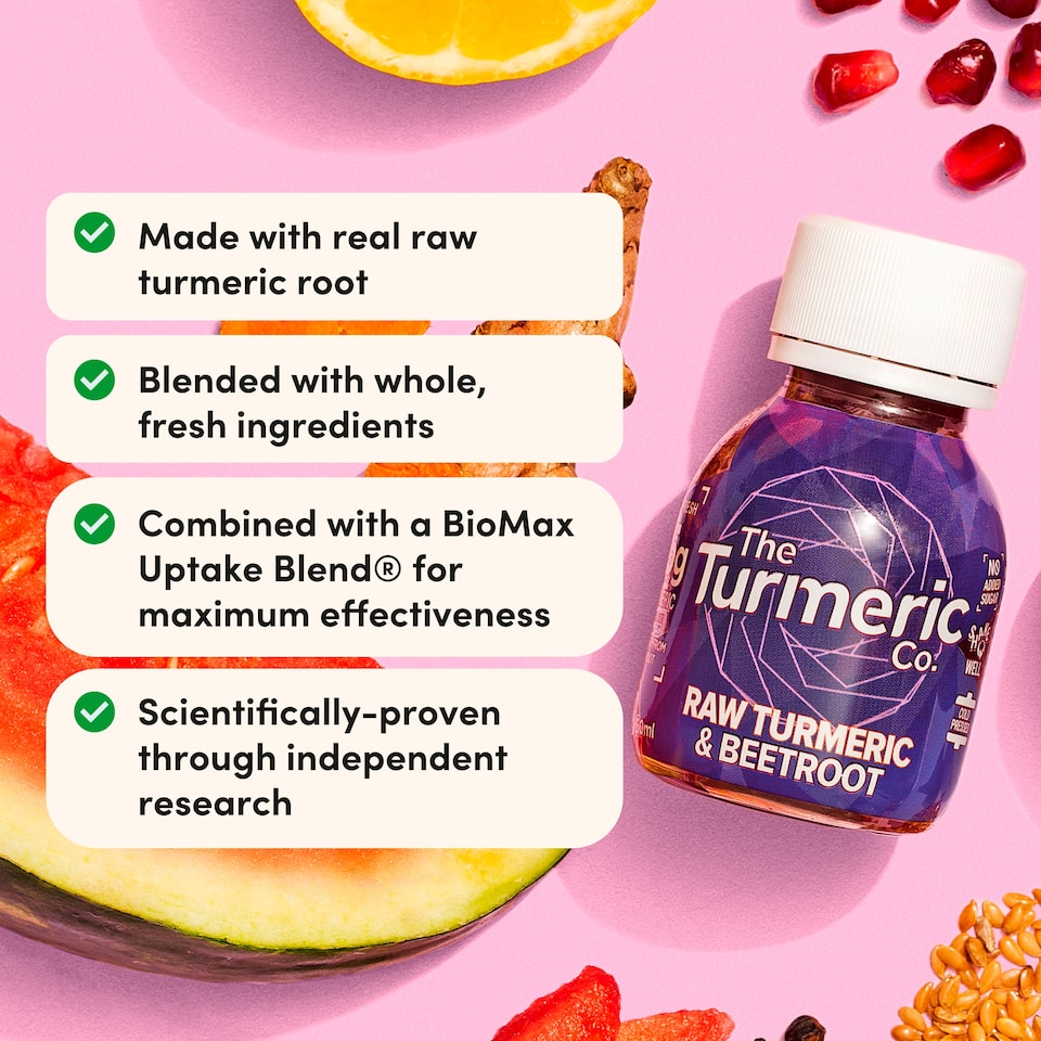 image 1 of The Turmeric Co Raw Turmeric Beetroot 60ml x 3 pack
