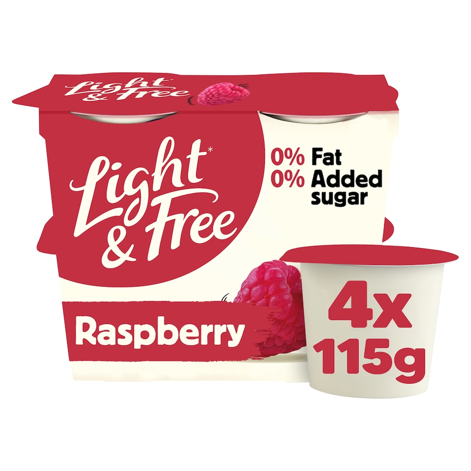 image 1 of Light & Free Raspberry Greek Style Fat Free Yoghurt 4x115g