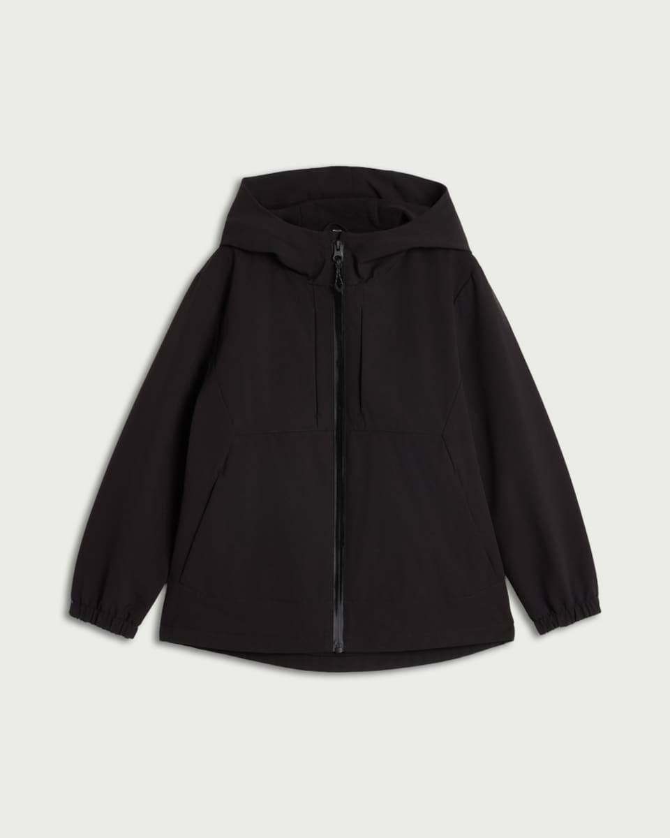 image 1 of F&F Boys Hooded Shower Resistant Raincoat in Black
