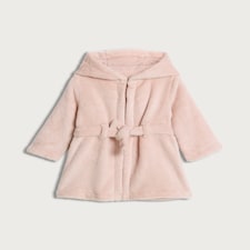 F&F Baby Fleece Belted Hooded Dressing Gown in Pink