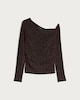 image 4 of F&F Sparkle Asymmetric Long Sleeved Co-ord Top in Black