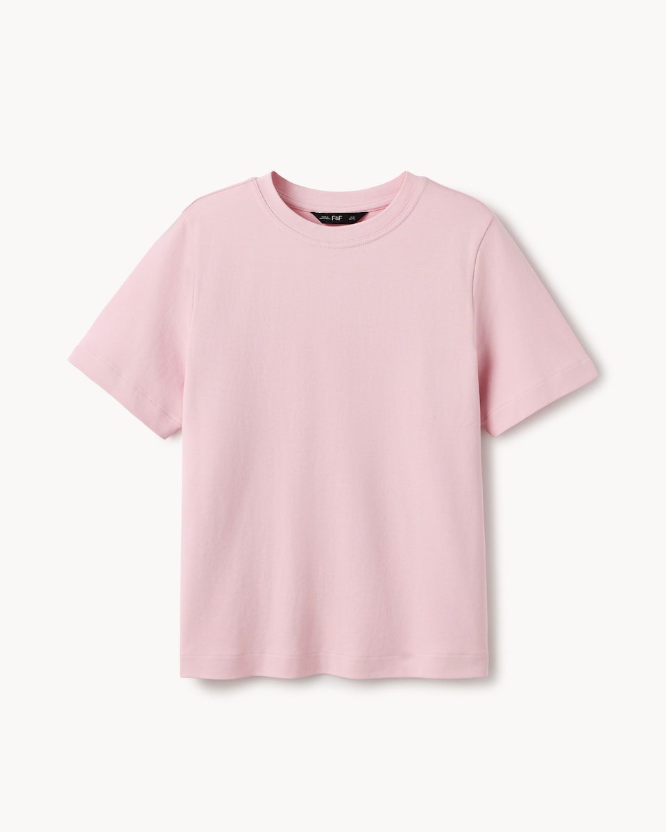 image 1 of F&F Pure Cotton Crew Neck T-Shirt in Pink