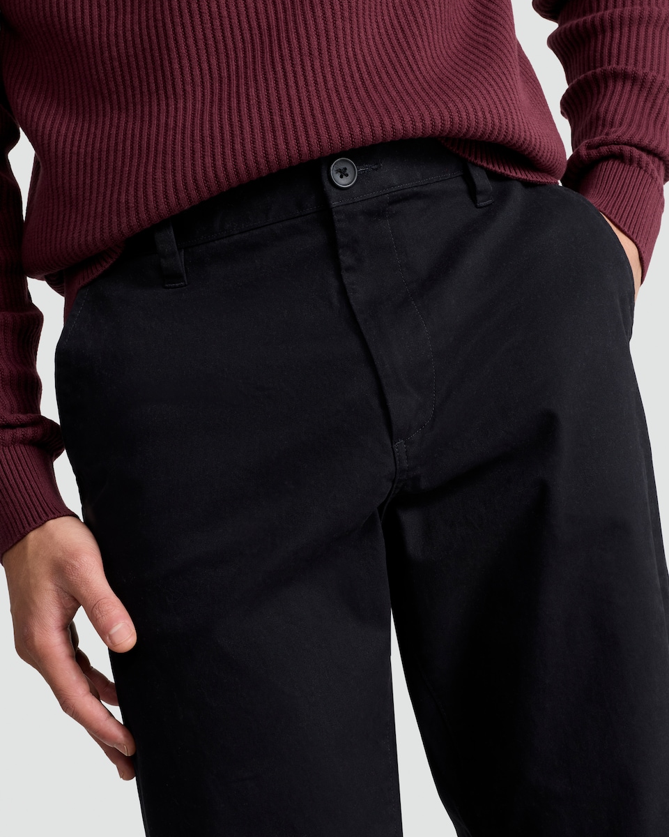 image 1 of F&F Cotton Rich Straight Leg Chino Trousers in Black