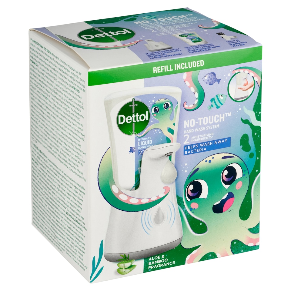Obrázek 1 pro produkt Dettol Bezdotykový dávkovač mýdla + tekuté mýdlo dobrodruh 250ml