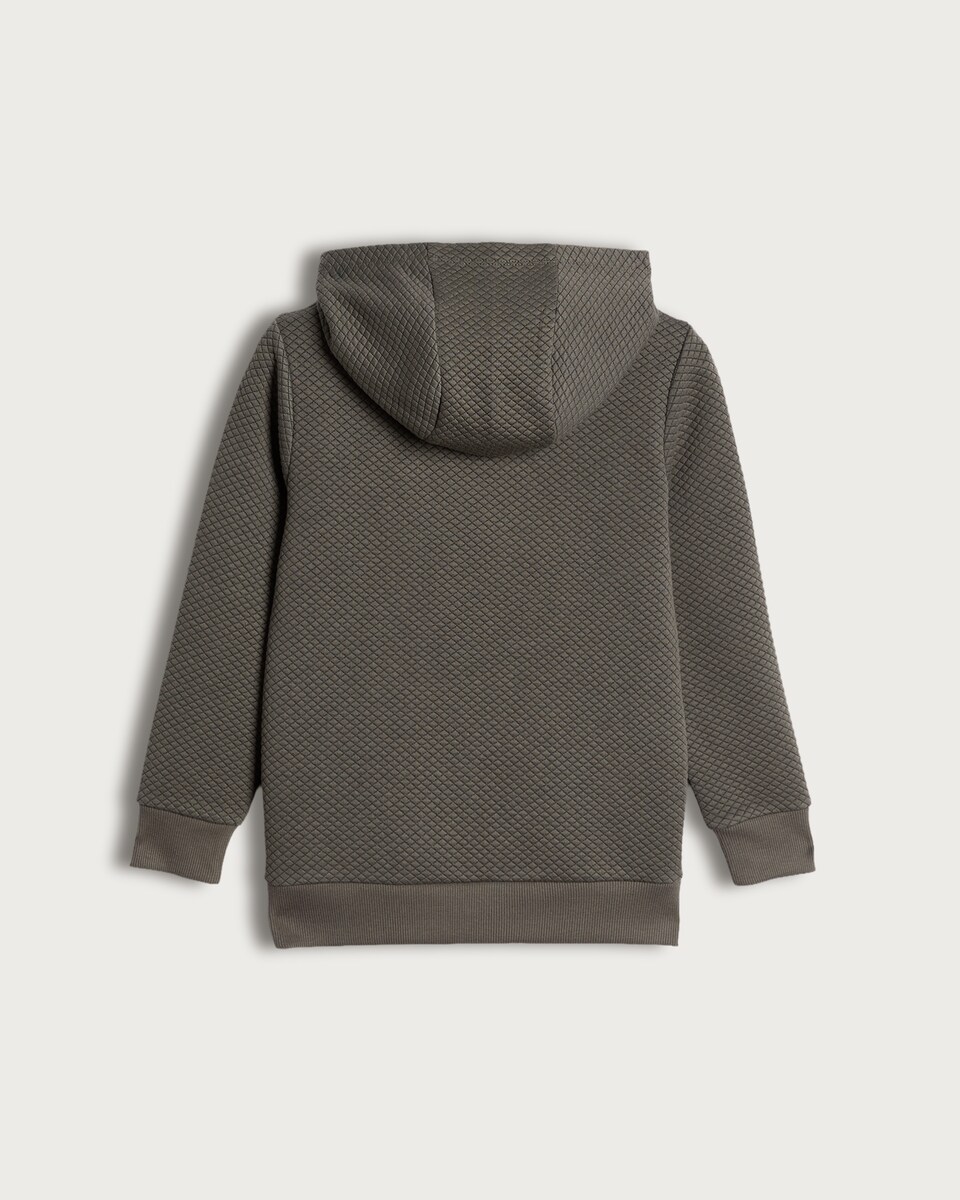 image 1 of F&F Boys Diamond Textured Kangaroo Pocket Hoodie in Grey