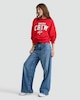 image 2 of F&F Cotton Rich Christmas Crew Slogan Sweatshirt in Red