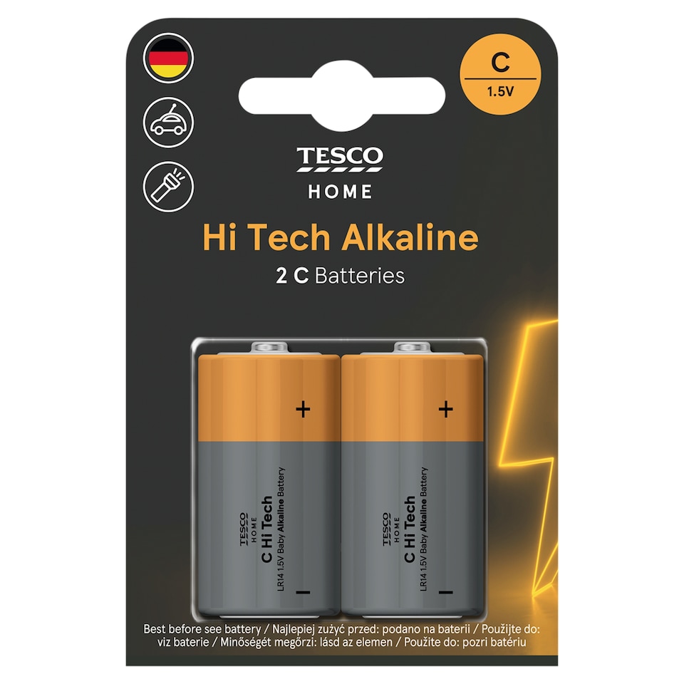Tesco Power Hi Tech Alkaline Batteries C 2 pcs